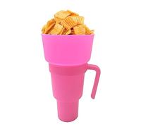Stadium Tumbler with Snack Bowl, 2 in 1 Snack and Drink Cup, Portable Cup Bowl Combo with Lid & Straw, Multifunctional Reusable Snack Cup Containers for Travel, Park, Theater, Cinema, Home