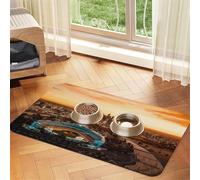 Stadium View Patterned Pet Feeding Mat with Water-Absorbing PU Top & Rubber Base - Anti-Slip Dog Cat Food Mat for Cats, Dogs & Pets, 30x45cm