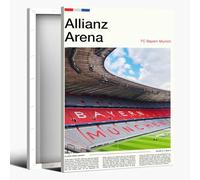 Stadium Wall Art Arena Bayern Munich Canvas Prints Poster with Coordinates 48.2188°N 11.6249°E Modern Soccer Poster for Home, Office, and Living Room Decor 16x24inch Framed