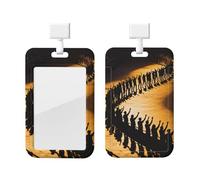 Stadium Wave Crowd Id Badge Holder with Lanyard-Vertical Card Protector Clear Abs Hard Shell, Retractable Reel for Work Office
