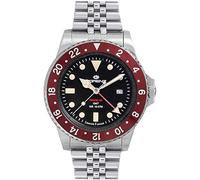 Stadlbauer Lorenz 090001DD Men's Analogue Quartz Watch with Stainless Steel Strap, Silver/Red/Black