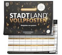 Stadt Land Vollpfosten - New Year's Eve Edition | from 9 Years for 2+ Players | 26 Categories | DIN A4 Game Pad | Party Game | City Country River | New Year & New Year's Eve Game | Party Accessories