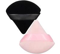 Stadux Triangle Powder Puff, Reuseable Powder Puff With Strap For Easy Use, Makeup Sponge Perfect For Pressed Powder, Velvet powder puff for Dry & Wet makeup (Black/Pink)