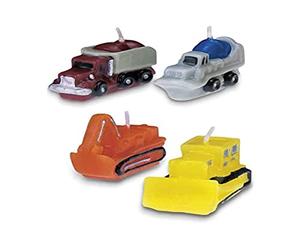 Staedter - Set of 4 candles in the shape of construction vehicles, in paraffin, multicolored, size about 4-5 cm.