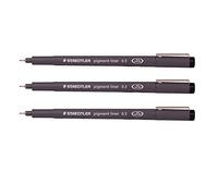 Staedtler 0.3 mm Pigment Liner Fineliner Sketching Drawing Drafting Pens Pack of 3