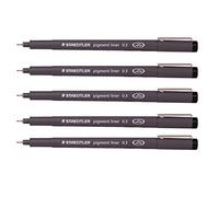 Staedtler 0.3 mm Pigment Liner Fineliner Sketching Drawing Drafting Pens Pack of 5