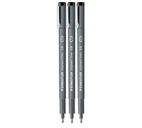 Staedtler 0.8 mm Pigment Liner Fineliner Sketching Drawing Drafting Pens Pack of 3