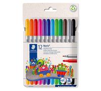 Staedtler Noris 320 320 C12 Double Fibre Tip Pens Impression-proof Tip Washable Line Width 1-3 mm Cardboard Case with 12 Fibre Tip Pens in Assorted Colours