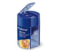 Staedtler 10.2 mm Diameter Double-Hole Tub Round Sharpener, Blue, Pack of 10