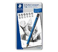 STAEDTLER 100 G12 Mars Lumograph Graphite Pencils For Drawing & Sketching - Assorted Degrees, 6B-4H (Tin Of 12 Pencils)