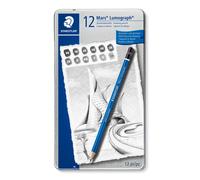 STAEDTLER 100 G12 S Mars Lumograph Graphite Pencils for Drawing & Sketching - Assorted Degrees, 8B-2H (Tin of 12)
