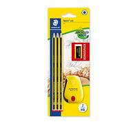 STAEDTLER 120 SBK3P2 Noris limited edition Happy Birthday pack of 3 Noris graphite HB pencils, Noris eraser and Noris tub sharpener