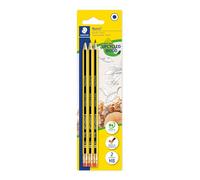 STAEDTLER 122-2BK3DA Noris Graphite Pencil with Eraser Tip - HB (Pack of 3) | Hexagon, non-slip soft surface, high breaking strength - item no. 122-2BK3DA