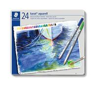 STAEDTLER 125 M24 Karat Aquarell Watercolour Colouring Pencil - Assorted Colours (Tin of 24 Pencils)
