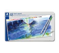 STAEDTLER 125 M48 Karat Aquarell Watercolour Colouring Pencil - Assorted Colours (Tin of 48 Pencils)