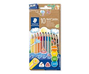 STAEDTLER 128 NC10 Noris Jumbo Triangular Colouring Pencils, Assorted Colours, 1 count (Pack of 1)