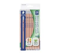 STAEDTLER 131N Unpainted Natural Wood Graphite Pencils, HB2 Woodcased Pencils, Lacquer-Free Round Barrel, Pack of 24