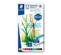 STAEDTLER 146 10C watercolour pencils - 12-piece metal case | Water-soluble for vibrant watercolour effects, hexagonal - sustainable - Item No. 14610C M12