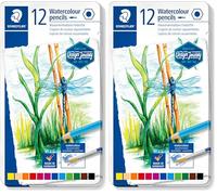 STAEDTLER 14610C M12 Design Journey Watercolour Pencils - Assorted Colours (Tin of 12) (Pack of 2)