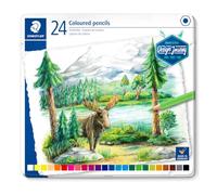 STAEDTLER 146C coloured pencils - 24-piece metal case, assorted | Soft lead in vibrant colours - made from sustainably sourced wood - Item No. 146C M24