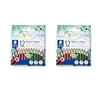STAEDTLER 185 01 C12 Noris Colour Half-Length Pencils - 12 Assorted Colours (Pack of 24 Pencils)
