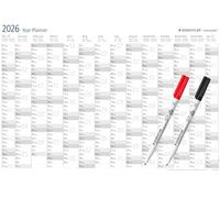 STAEDTLER 2026 Dry-Wipe Wall Calendar - Size A1 840 x 600mm - Full Year View for Office & Home - Includes 2 Whiteboard Pens and Pen Holders, 641 YPAMZW