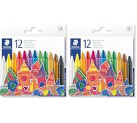 STAEDTLER 220 08 C12 Wax Crayons - 8mm Line Width, Assorted Colours (Pack of 24)