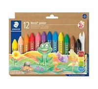 STAEDTLER 224 C12 Noris Junior Wax Crayons for 2 years+ - Assorted Colours (Pack of 12)