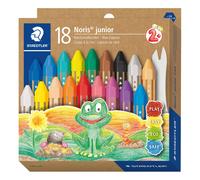 STAEDTLER 224 C18 Noris Junior Wax Crayons for 2 years+ - Assorted Colours (Pack