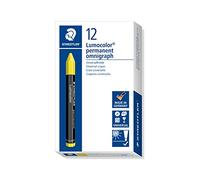 STAEDTLER 236-1 Lumocolor Omnigraph Universal Permanent Marking Crayon - Yellow (Pack of 12)