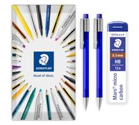 STAEDTLER 2x Blue Graphite 777 Mechanical Pencils & 12 0.5mm HB Micro Leads