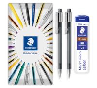STAEDTLER 2x Grey Graphite 777 Mechanical Pencils & 0.5mm HB Leads