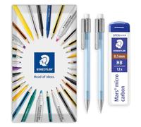 STAEDTLER 2x Light Blue Graphite 777 Mechanical Pencils & 0.5mm HB Leads