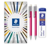 STAEDTLER 2x Magenta Graphite 777 Mechanical Pencils & 0.5mm HB Leads