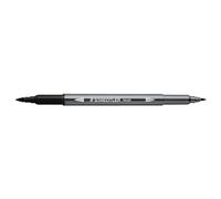 STAEDTLER 3001 - 3001-9 Watercolour Felt Tip Double Brush Tip 1-6 mm and Fine 0.5-0.8 mm Black