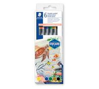 STAEDTLER 3001 Double-Tip Watercolour Markers - Set of 6, Pastel | Brush tip, water-soluble, 0.5-6.0 mm - for watercolour effects - Item No. 3001 C6-2