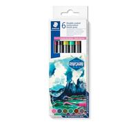 STAEDTLER 3001 Dual-tip Watercolour Markers - Set of 6, assorted | Brush & fine tip 1.0-6.0 mm, water-soluble - watercolour effects - Item No. 3001 C6-4