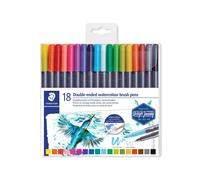 STAEDTLER 3001 TB18 Double Ended Watercolour Brush Pens, Assorted Colour, Pack o