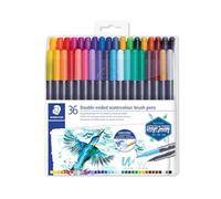 STAEDTLER 3001 TB36 Double Ended Watercolour Brush Pens, Assorted Colour, Pack of 36