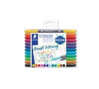 STAEDTLER 3004 TB12 Design Journey Double-Ended Brush Lettering Pens - Assorted Colours (Pack of 12)