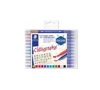 STAEDTLER 3005 TB12 Double-Ended Calligraphy Pen - Assorted Colours 12 Count (Pack of 1) Multicolor
