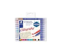 STAEDTLER 3005 TB12 Double-Ended Calligraphy Pen - Assorted Colours 12 Count (Pack of 1) Multicolor