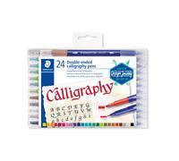 STAEDTLER 3005 TB24 Double-Ended Fibre-Tip Calligraphy Pens - Assorted Colours (Pack of 24)