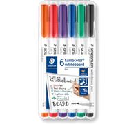 STAEDTLER 301 WP6 Whiteboard Pens, Assorted Colour, Pack of 6 | Wipe-clean foil