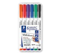STAEDTLER 301 WP6 Whiteboard Pens, Assorted Colour, Pack of 6 | Wipe-clean foil pens, assorted - 8 hours open without drying - item no. 301 WP6