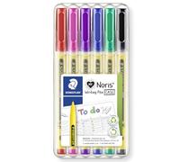 STAEDTLER 307 Noris Writing Pen - Handwriting Pens - 0.6mm Line Width - Ideal for School, Work, Office, etc - Clam Wallets - Pack of 6 - Black, Green, Blue, Violet, Magenta, Red
