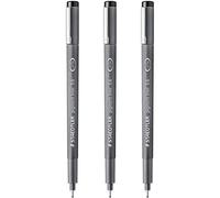 STAEDTLER 308 06-9 Pigment Liner Fineliner Pen - 0.6mm Nib - Black Ink - Pack of 3