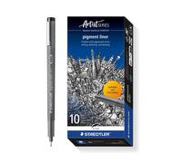 STAEDTLER 308 07-9 Pigment Liner Fineliner Pen for Writing & Technical Drawing - Black, 0.7mm (Box of 10)