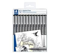 STAEDTLER 308-9 TB12 Pigment Liner Pens - Assorted Line Widths, Black (Set of 12)
