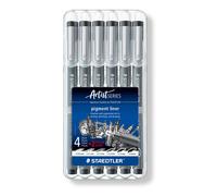 STAEDTLER 308 SB6P Pigment Liner Fineliner Pens with Assorted Line Width - Black (Se